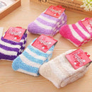 1 Pair Womens Soft Cozy Fuzzy Socks Home Warm Striped Slipper Free Size Gift