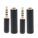 4pcs 4 Pole 3.5mm 1/8" Male + Female Headphone Plug Audio Soldering Black