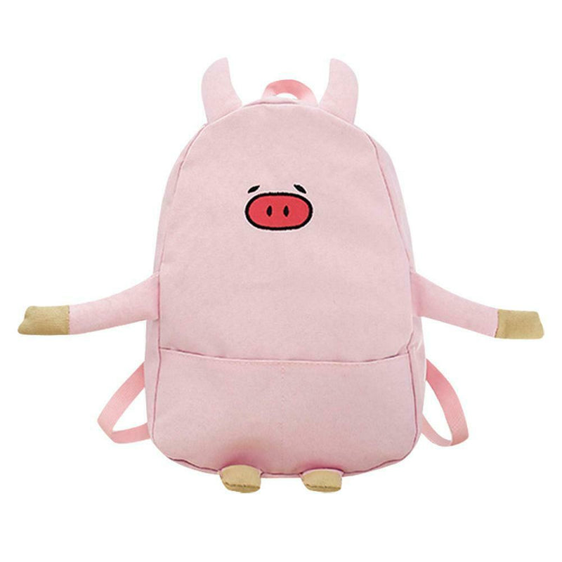 Women Canvas Lovely Cartoon Pig Shape Causal Backpack Shoulder Bag(Pink)