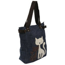 Women's messenger handbag canvas bag with cute cat small shopping shoulder