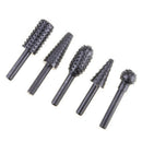 5 Piece Rotary Burr Set Rasp Tool Grinding Polishing Shaping Burnishing Wood New