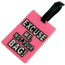 Rectangle Shape Soft Plastic Luggage Tag Pink w Name Label Y7Z3