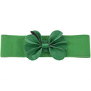Green Faux Leather Flower 7.5cm Wide Elastic Cinch Belt for Woman