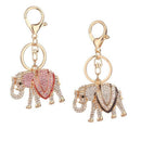 Charm Lucky Mascot Elephant Keychain Bling Rhinestone Keyring Bag Purse BuckI9F6