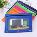 1 Pc Zippered Binder Pencil Bag Pouch with Ring Rivet 3 Holes School Office