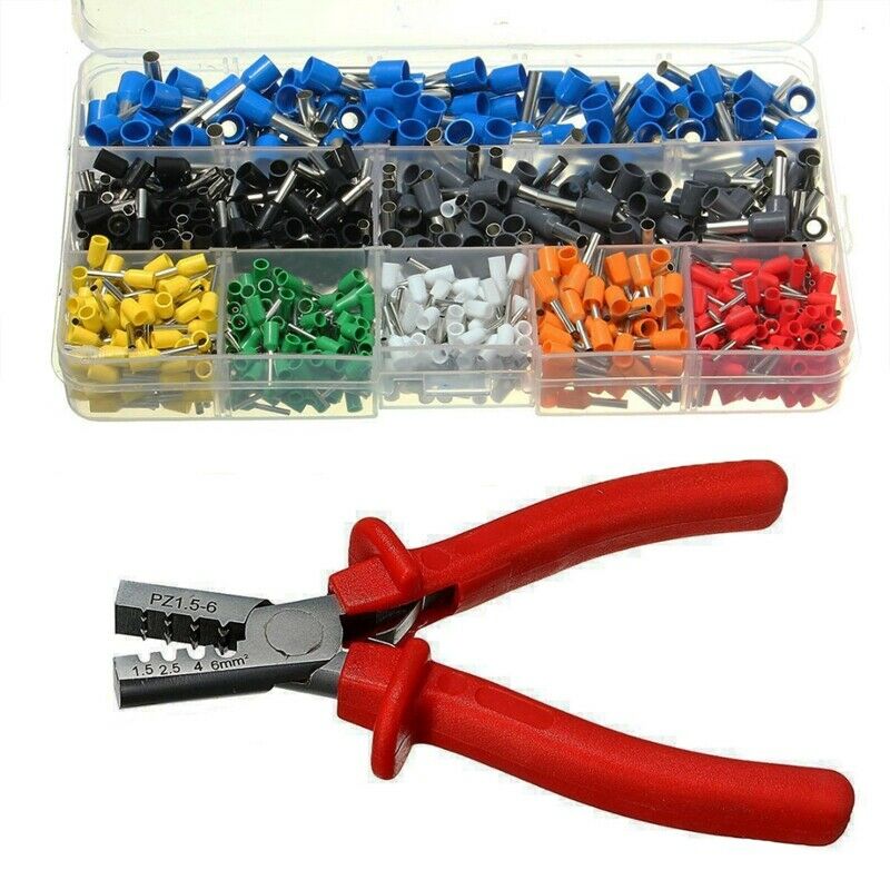 800pcs Cable Wire Terminal Connector with Hand Ferrule Crimper Plier Crimp  V3X2