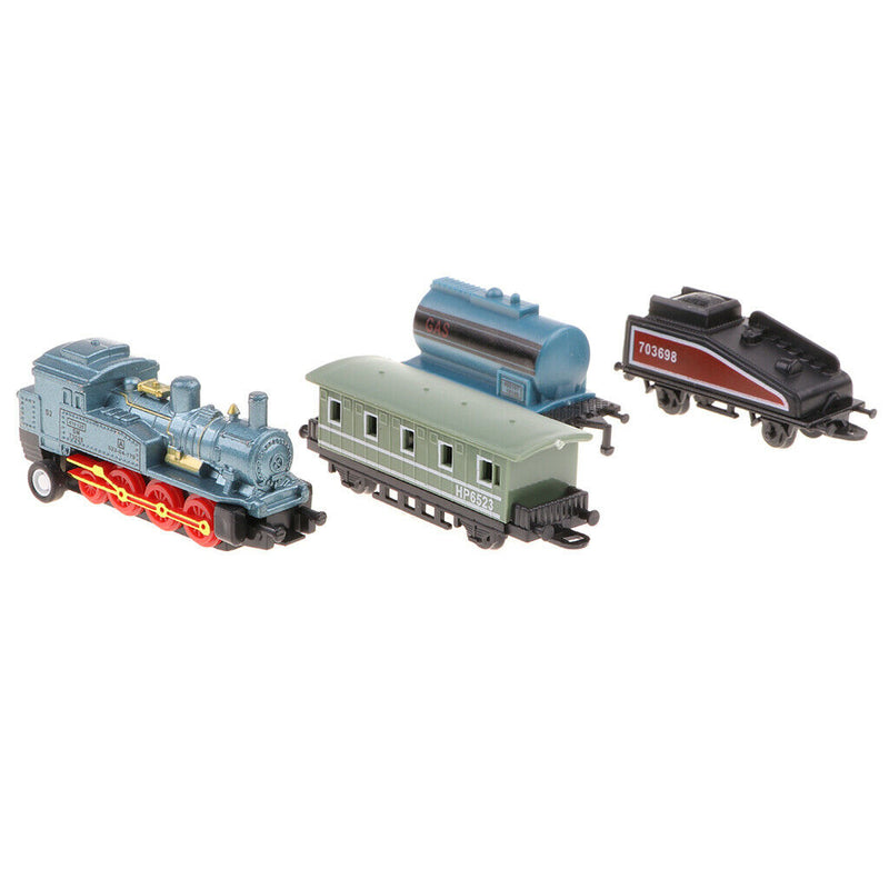 8 Inch Pull Back Train Set with Blue Die Cast Engine Locomotive for Kids