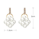 Lady Pearls Ball Dangle Ear Stud Casual Elegant Women Drop Earrings Jewelry A