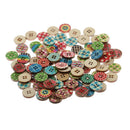 100pcs 15mm Wood Round Spotty Checked Design Buttons for Sewing Scrapbooking