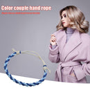Colorful Weave Bracelet Ethnic Knit Rope Bangles Jewelry Gift (Dark Blue) A