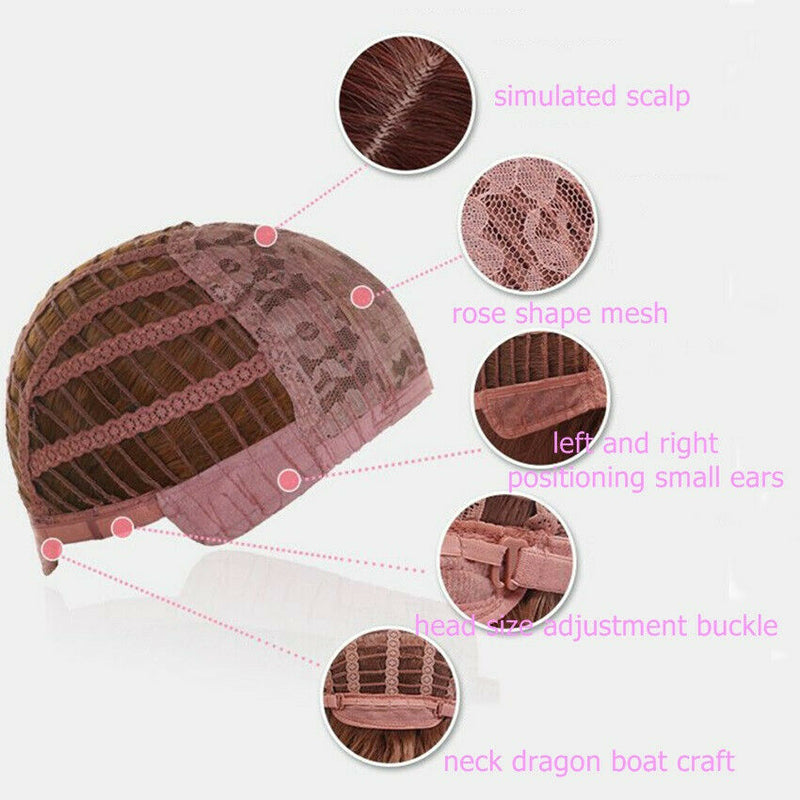 Women Synthetic Hair Full-Wigs Natural Long Wavy Wig Heat Resistant Black &Brown