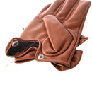 Women's Rivets Butterfly Bow PU Leather Gloves brown(L)