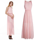 Sexy Women Dinner Party Halter Pleated Floor Length Long Dress Pink M A