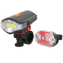 Bicycle COB LED Bike Cycling Front Rear Tail Light+5LED Taillight Night