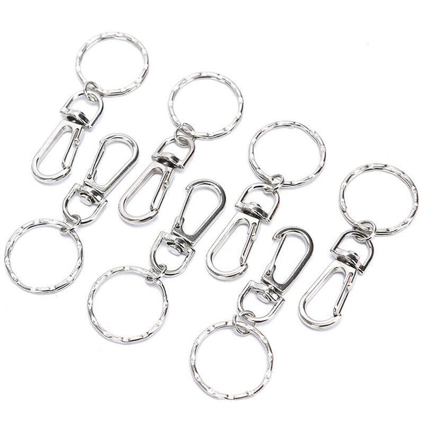 10X 25mm Keyring Ripple Lobster Clasp Keychain Short Chain Split Ring DIY F Hn