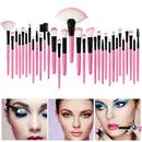 32 IN 1 Pink Makeup Brush Set Kit Foundation Powder Sponge with Leather Case #