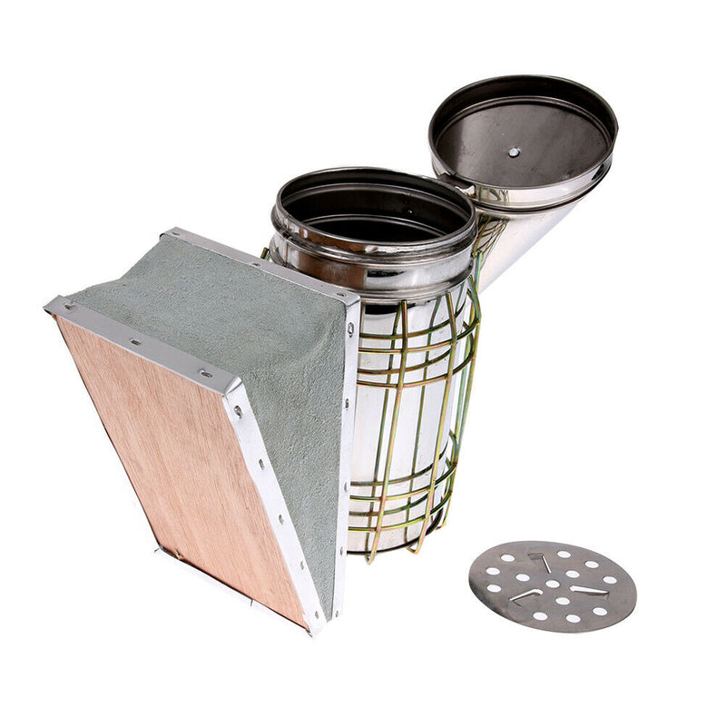 Bee Hive Smoker Stainless Steel w/ Heat Shield Protection Beekeeping Tool