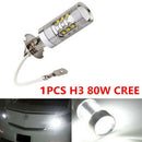Super Bright H3 80W 6000K Halogen LED Chips Headlight Bulbs Conversion Kit Lamps