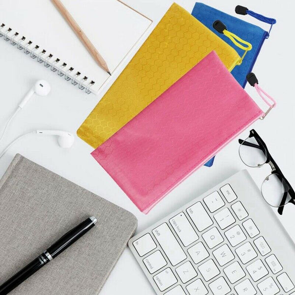 24Pcs Zipper Waterproof File Bag Pencil Pouch Pen Case, for Office Supplies V5V1