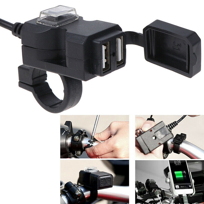 Universal USB Motorcycle Charger Waterproof Dual USB 12V Power Supply Adap OZ