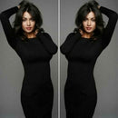 Women Sexy Black Long Sleeve Casual Party Cocktail Evening Mini Dress XL A