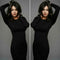 Women Sexy Black Long Sleeve Casual Party Cocktail Evening Mini Dress XL A