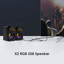 X2 Computer Speakers USB Powered 3Wx2 Subwoofer Bass Speakers+RGB Light For PC