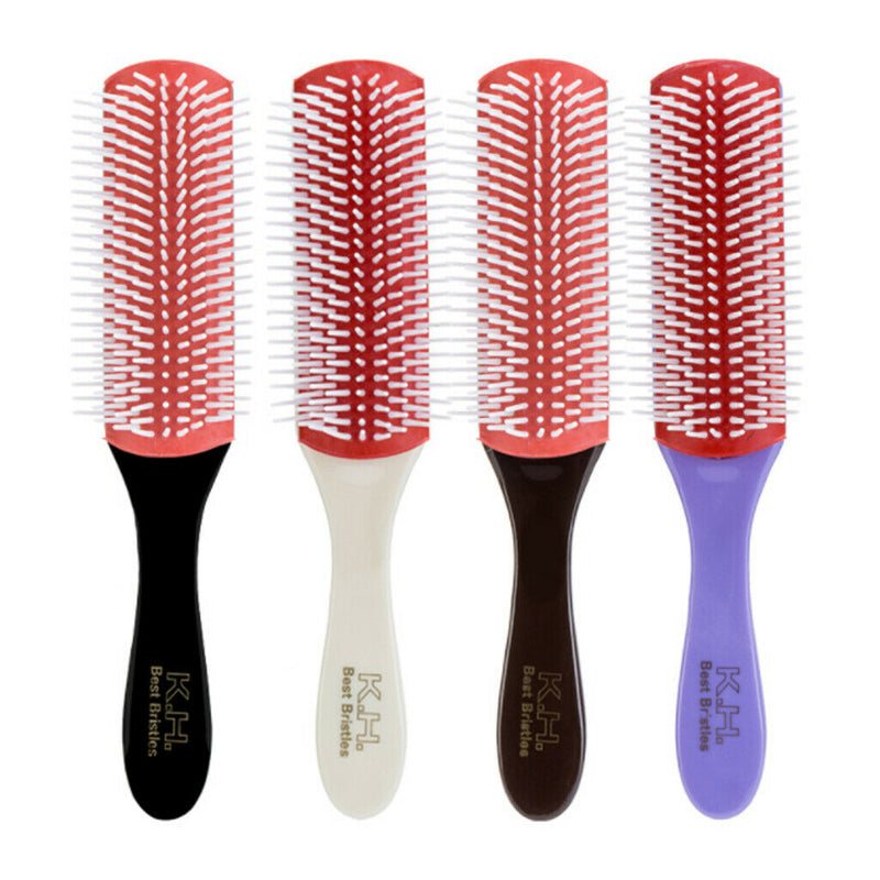 9-Row Hair Brush And Dual-Ended Hair Edge Brush Hair Styling Comb,Set of