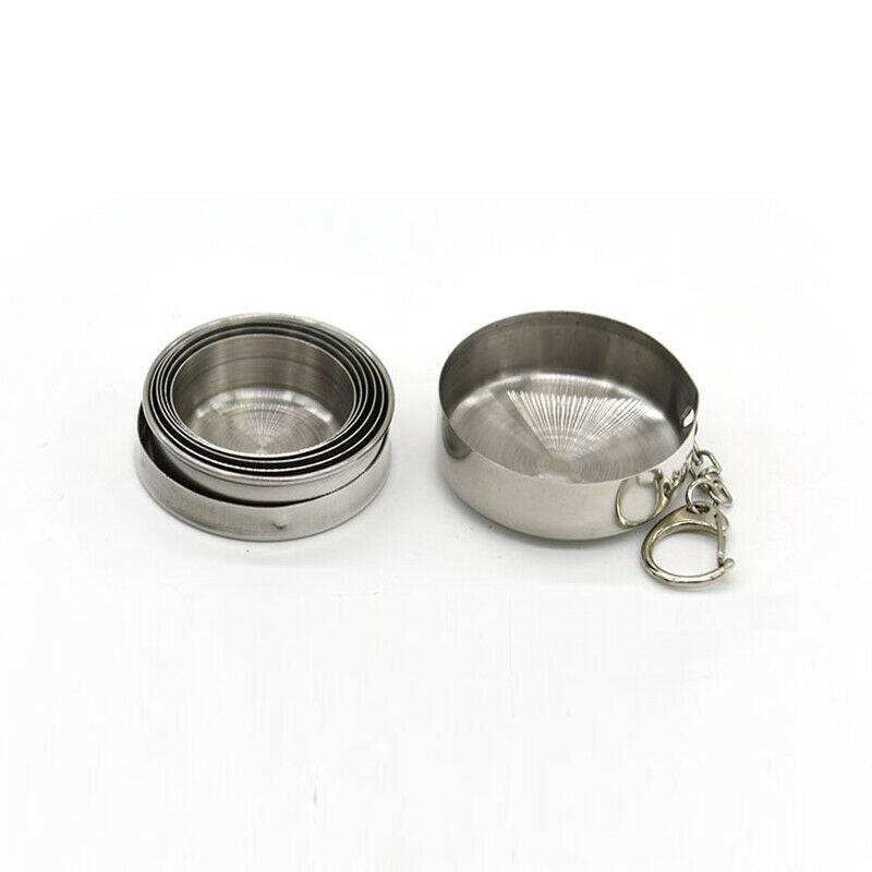 1*Telescopic Collapsible Shot Glass Key Rings Emergency Tool Stainless Steel