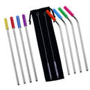 10Pcs Reusable with Silicone Tips Cleaning Brush Stainless Steel Straws