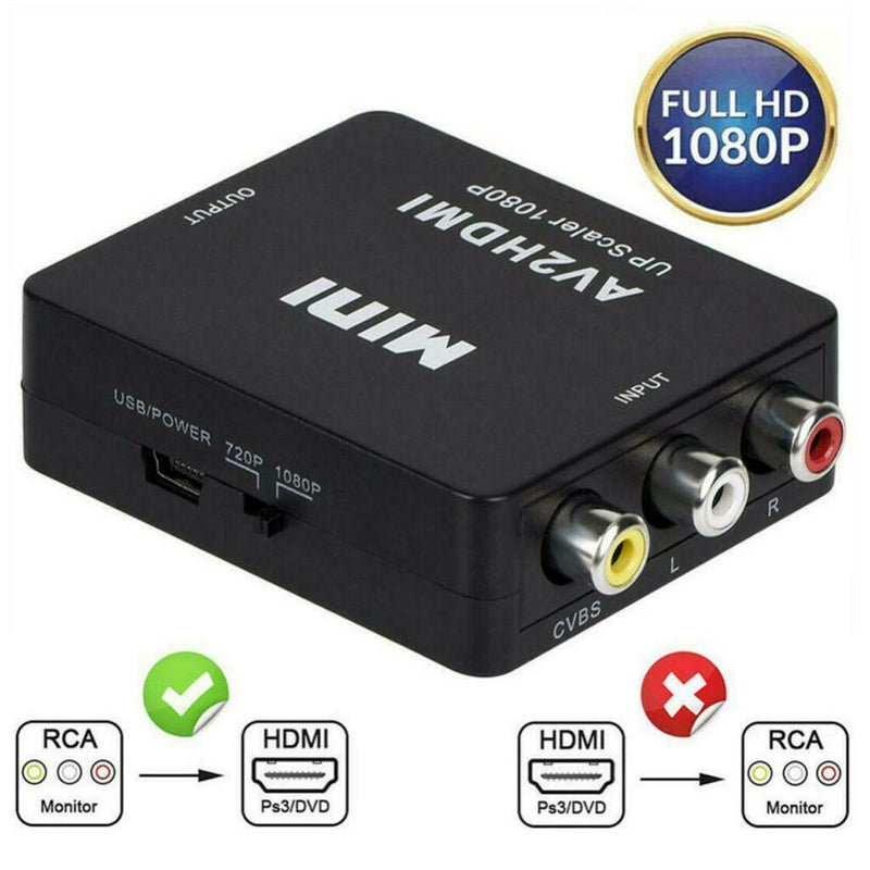 HDMI To AV, 1080P Full HD HDMI Converter, Video Audio AV To HDMI Adapter With