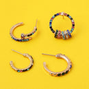 4pcs Multicolor Diamond Earrings Ear Hook Fashion Women Ear Dangle Jewelry