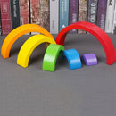 Colorful Wood Rainbow Building Blocks Toys Creative Assembling Blocks Circl A1P9