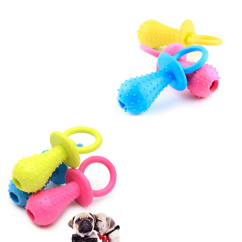 6Pcs Rubber Pacifier for Pet Toys Dog Cat Puppy Chew Toys with Bell Sound Inside