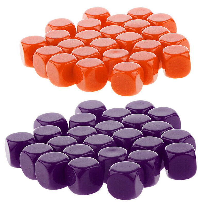 50 Pieces Opaque Blank Dice D6 for D&D RPG MTG Party Games Purple + Orange