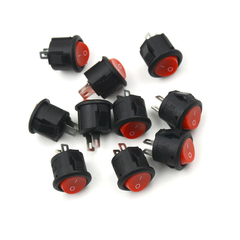 10x 16mm Round Boat Rocker SwitchesMini 2 PinON-OFF Rocker Switches 3A/250V B Gn