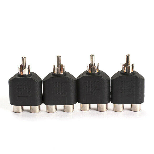 4PCS RCA AV Audio Splitter Adapter 1 Male to 2 Female Converter Connector #gib