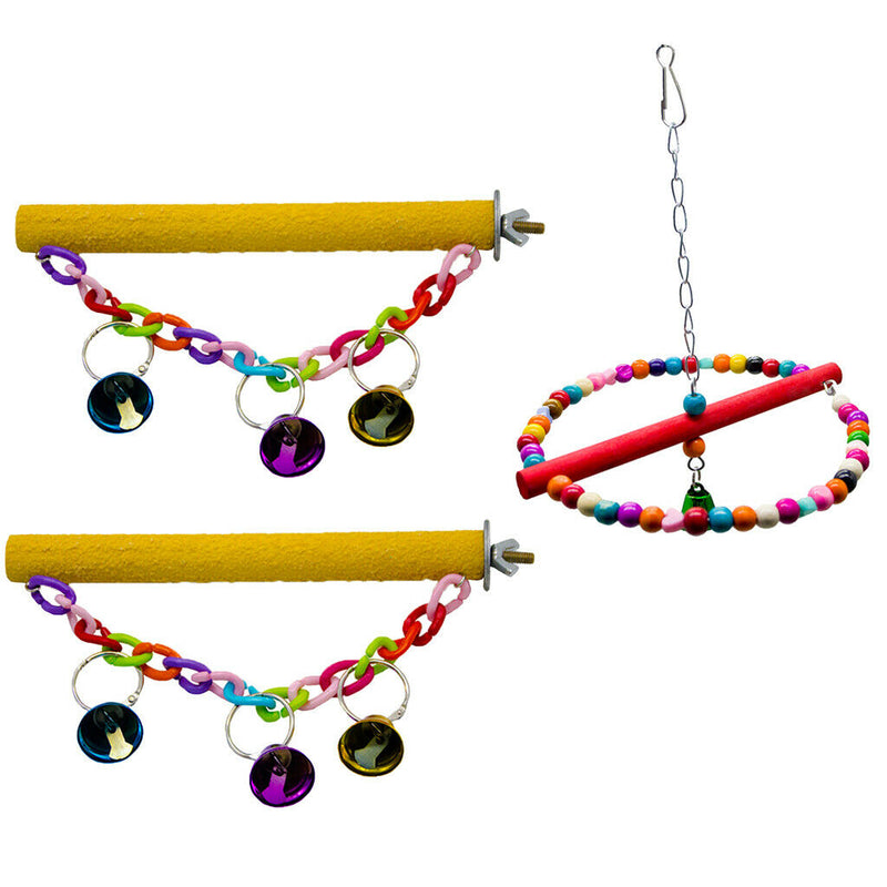 3 Pcs Bird Cage Hanging Swing Pet Parrot Parrot Climb Chew Toys for Pet Birds