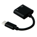 2 in 1 Type-C To 3.5mm AUX Audio Headphone Adapter Charger Cable black