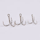 50Pcs High Carbon Steel Barb Treble Hooks Set with Box Fishhooks for Sea Lakes