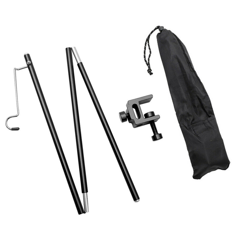 Portable Folding Lamp Pole Camping Picnic Adjustable Light Holder (Black)