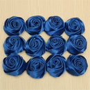 12pcs  50mm Blue Satin Ribbon Rose Flower DIY Wedding Bouquet Appliques Decor
