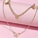 Boho Women Butterfly Double-layer Chain Pendant Choker Necklace Jewelry Gift