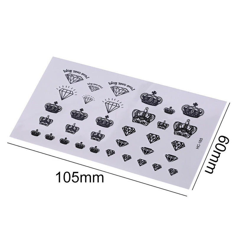 1X Diamonds and Crowns Temporary Tattoos Arm Leg Waterproof Tattoo Stickers B Ew