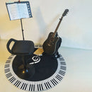 1X(New Carpet Music Symbol Piano Key Black White Round Carpet Non-Slip Carp