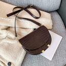 Retro Crossbody Handbag Women Semicircle PU Leather Shoulder Bag (Coffee)