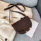 Retro Crossbody Handbag Women Semicircle PU Leather Shoulder Bag (Coffee)