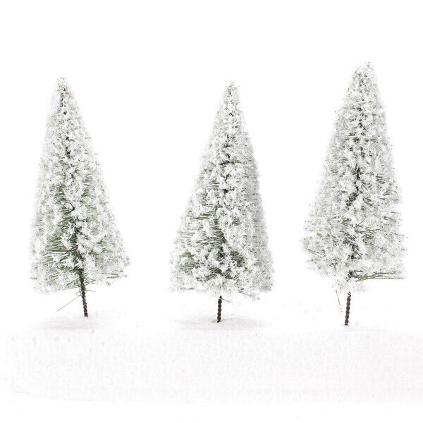 10pcs White Scenery Landscape Cedar Trees for Winter Snow Tree Layout 10cm