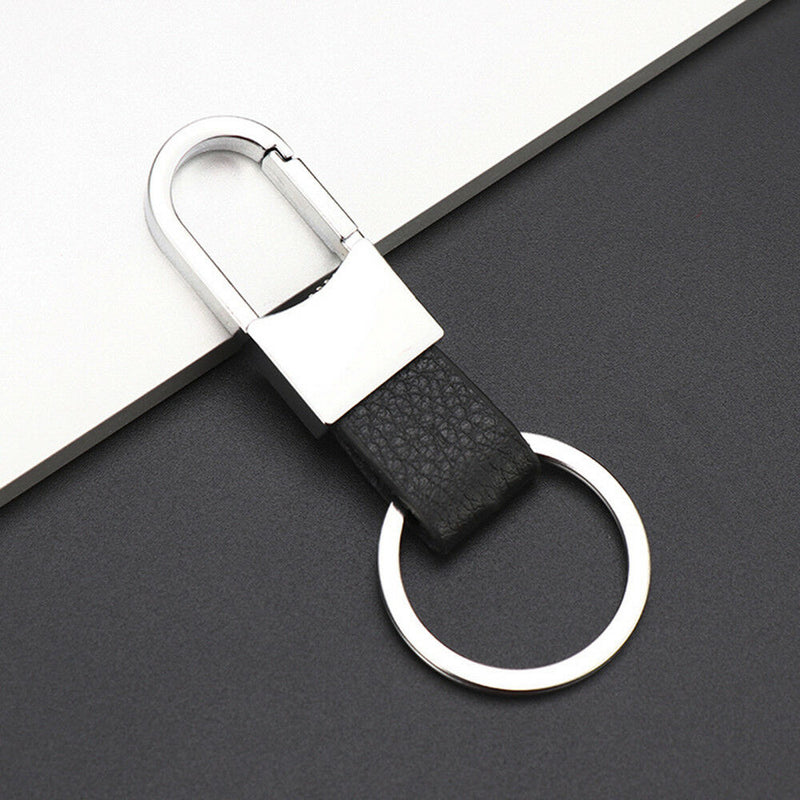 Fashion Men Leather Alloy Metal Keyfob Car Keyring Keychain Key Chain Ring Gift