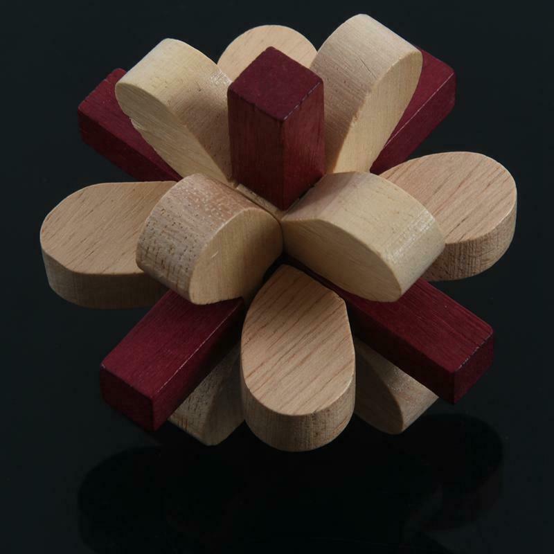 Wooden Double Color Plum Lock Lilac Locks Logic Puzzle Burr Puzzles Brain T Z2P5
